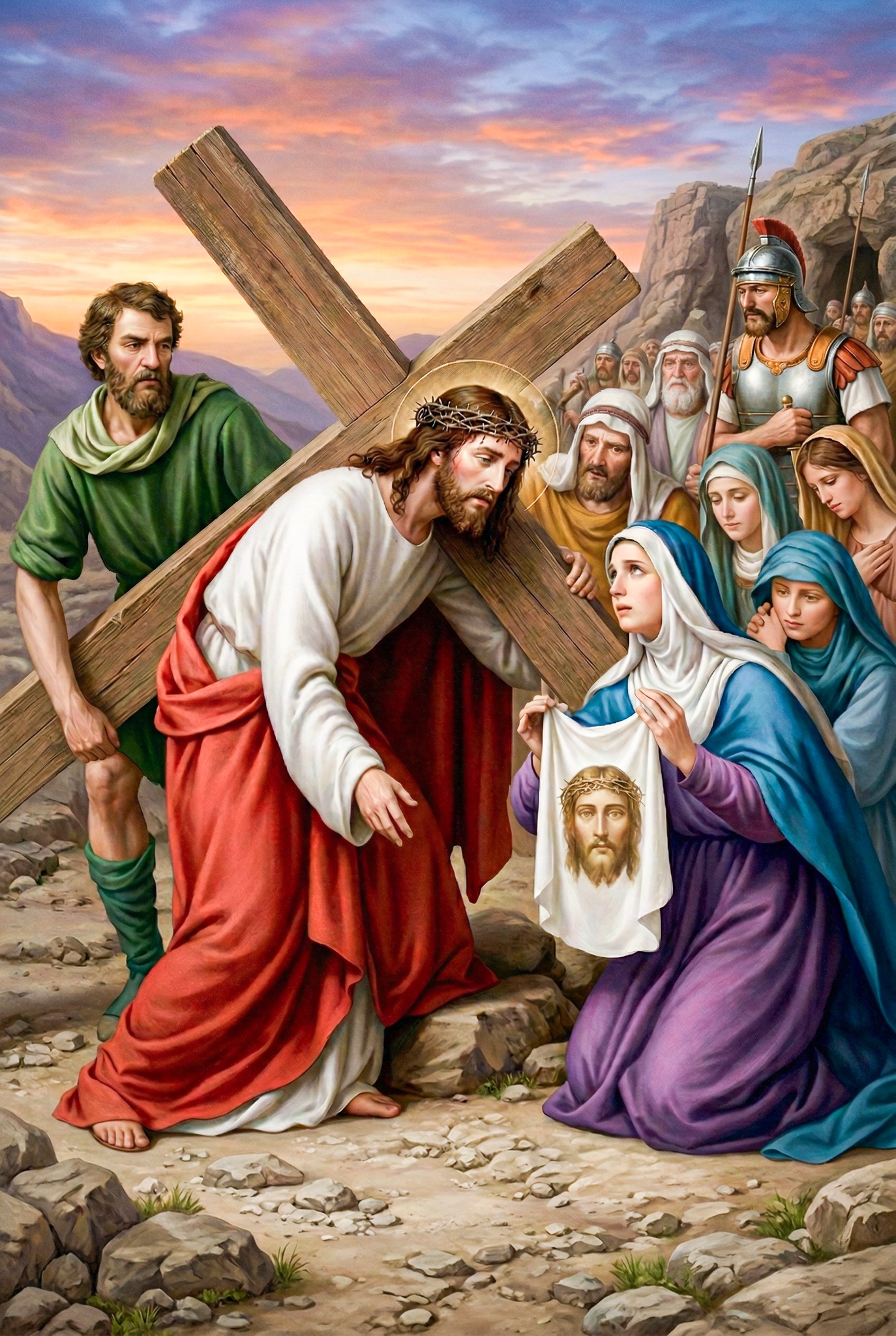 Anhconggiao.com - Bà Veronica trao khăn cho Chúa Giêsu lọt mặt