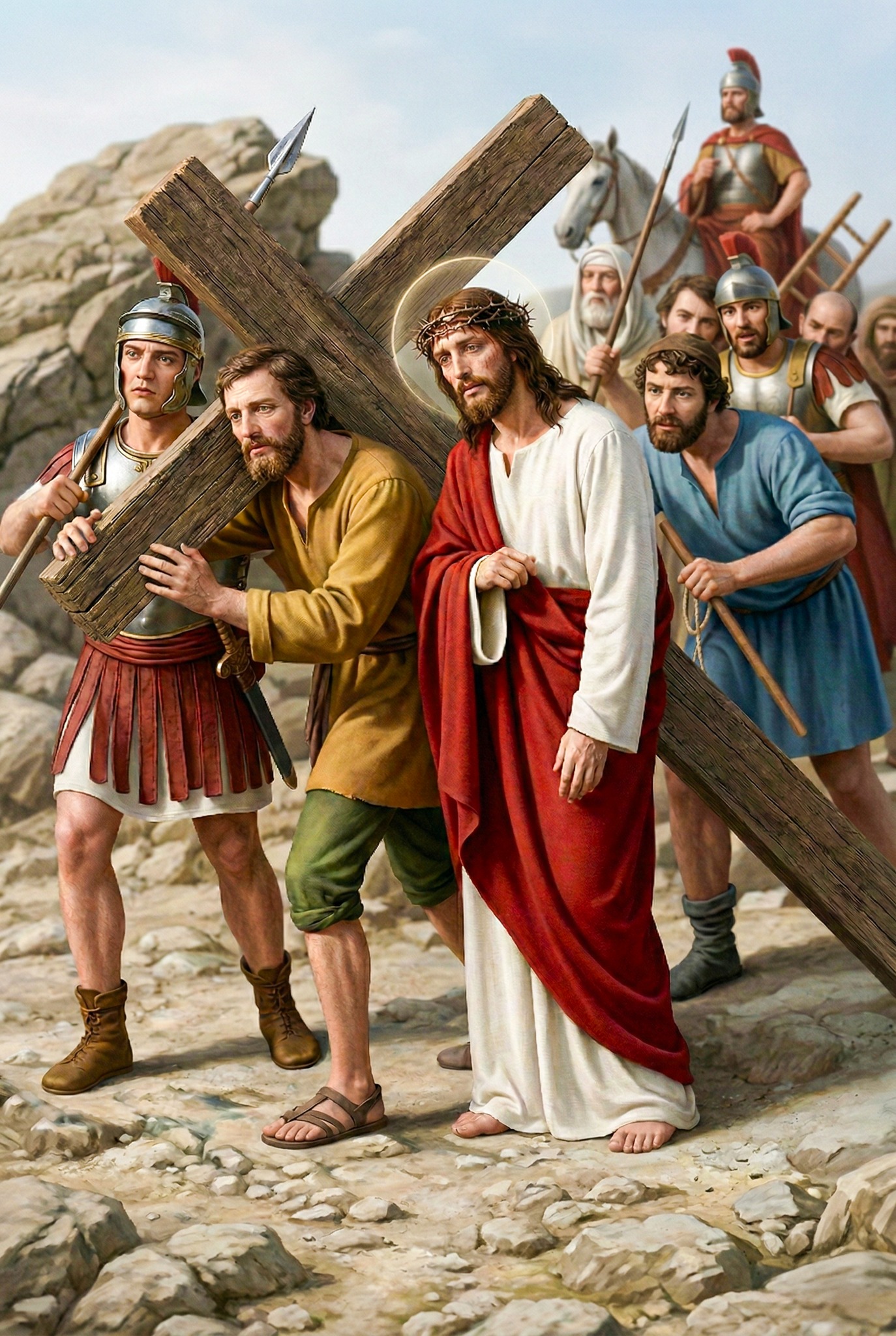 Anhconggiao.com - Ông Simon vác đỡ Thánh Giá Chúa